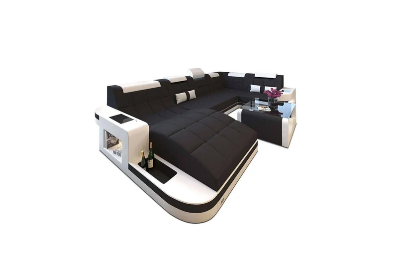 Stoff Wohnlandschaft Wave U-Form