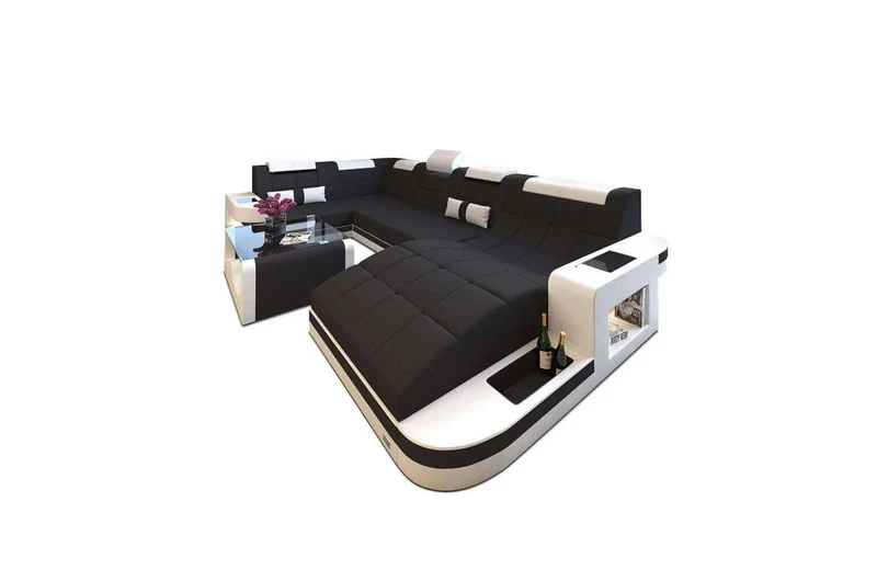 Stoff Wohnlandschaft Wave U-Form