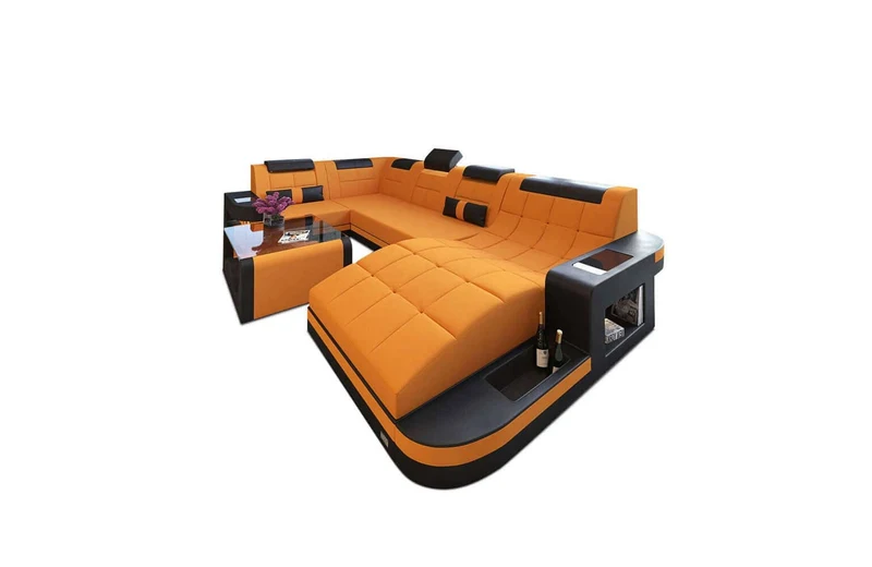 Stoff Wohnlandschaft Wave U-Form