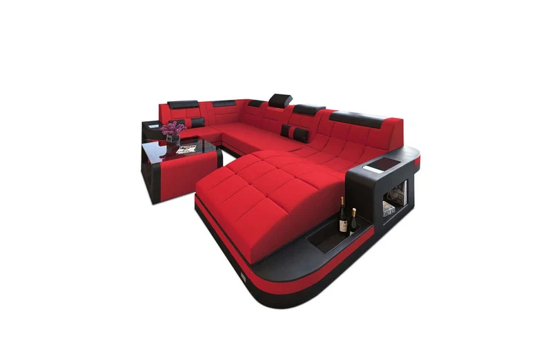 Stoff Wohnlandschaft Wave U-Form