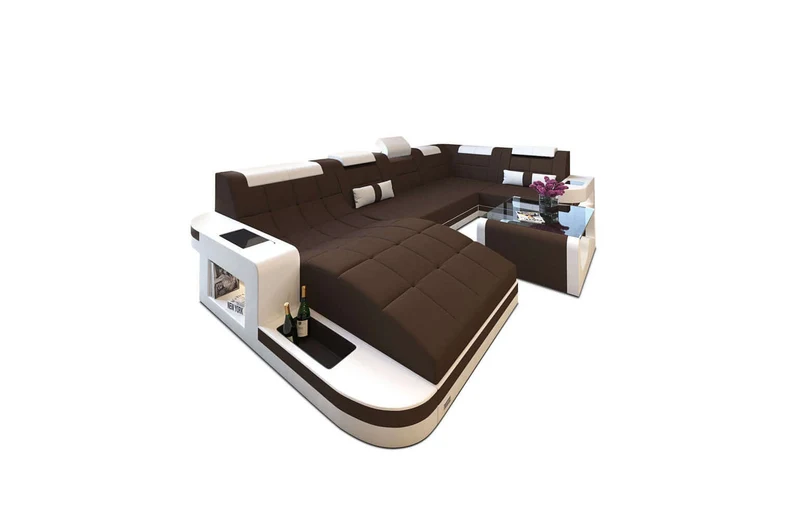 Stoff Wohnlandschaft Wave U-Form