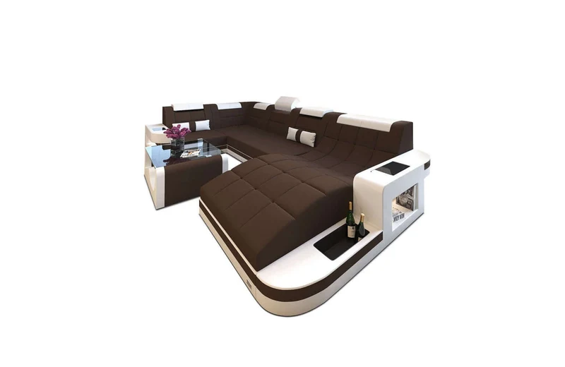 Stoff Wohnlandschaft Wave U-Form