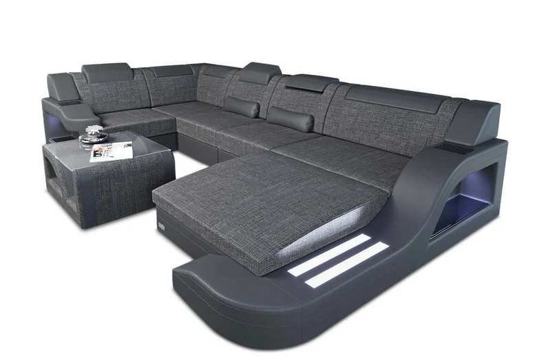Stoff Wohnlandschaft Palermo U-Form