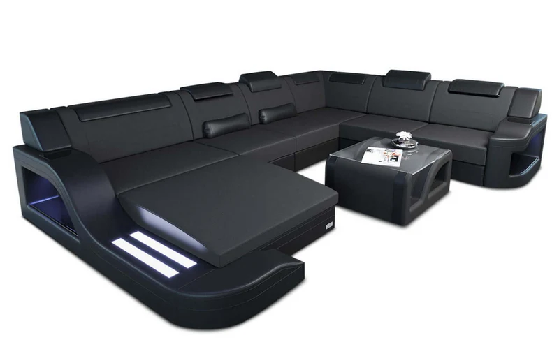 XXL Stoff Wohnlandschaft Palermo U-Form
