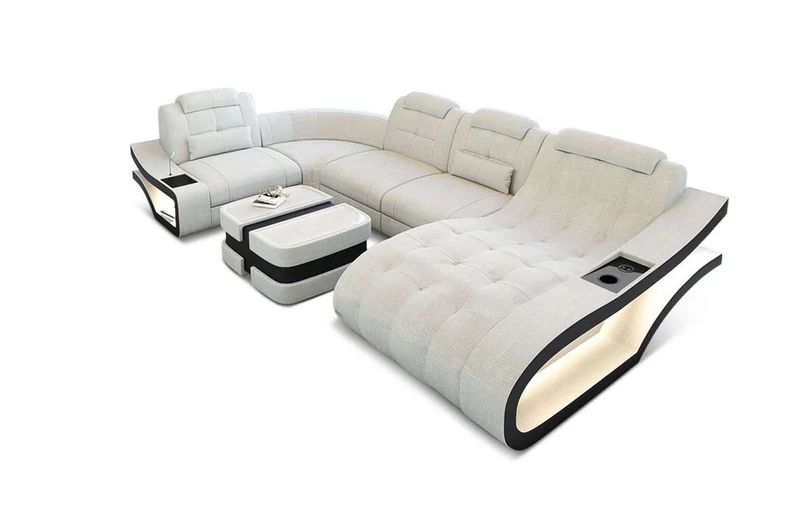 Stoff Wohnlandschaft Elegante U-Form