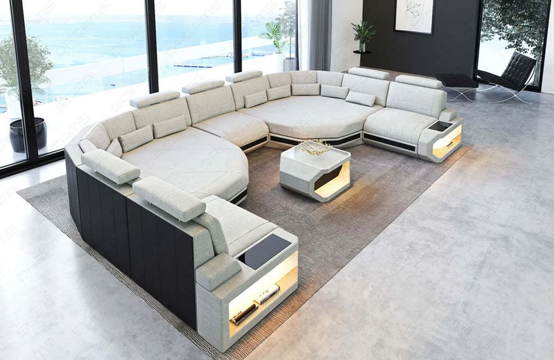 XXL Stoff Wohnlandschaft Asti U-Form