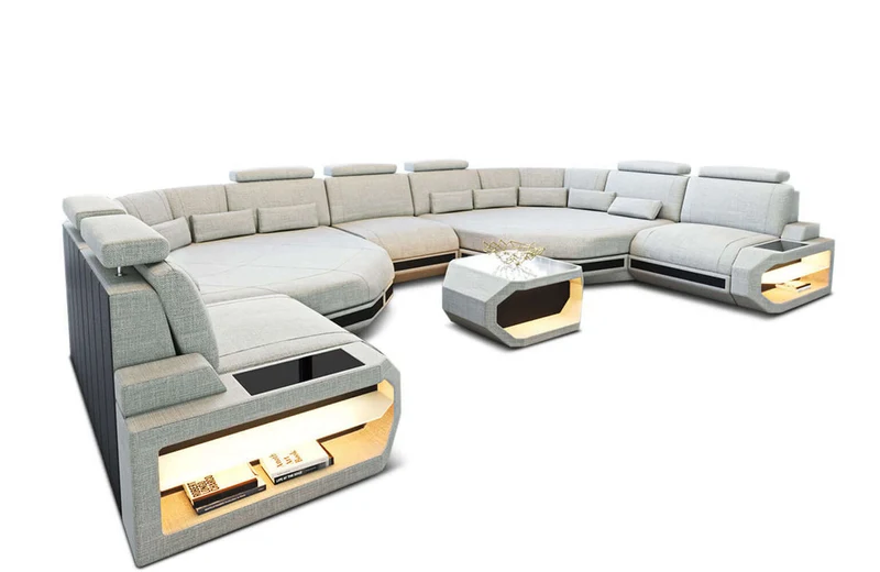 XXL Stoff Wohnlandschaft Asti U-Form