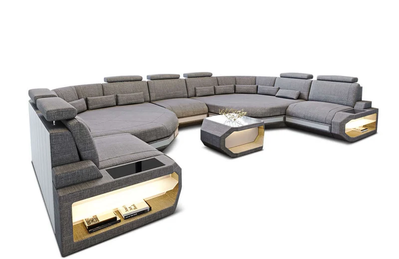 XXL Stoff Wohnlandschaft Asti U-Form