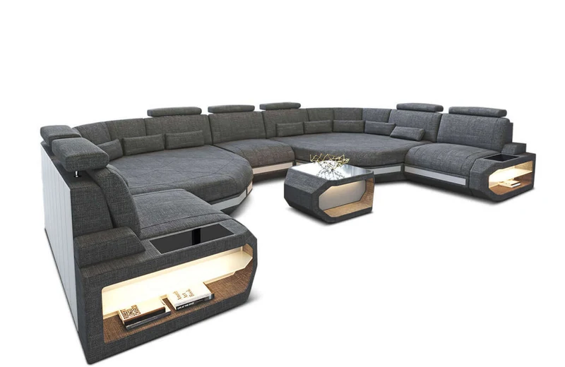 XXL Stoff Wohnlandschaft Asti U-Form