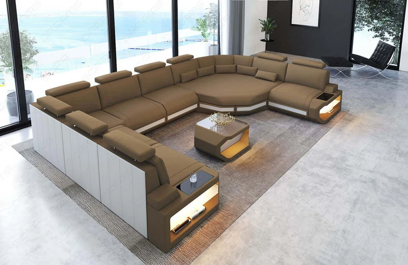 Wohnlandschaft Asti U-Form aus Stoff