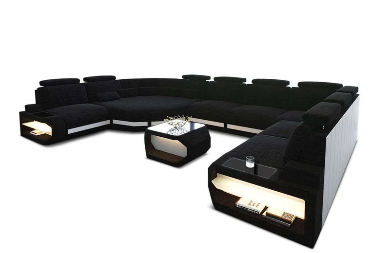 Wohnlandschaft Asti U-Form aus Stoff