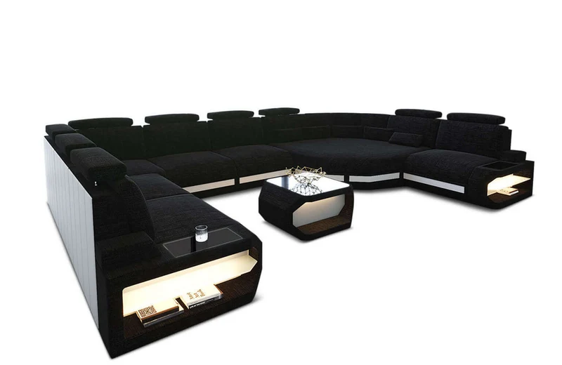 Wohnlandschaft Asti U-Form aus Stoff