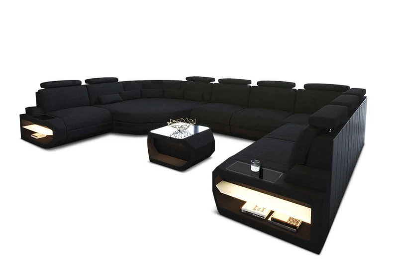 Wohnlandschaft Asti U-Form aus Stoff