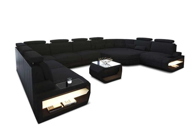 Wohnlandschaft Asti U-Form aus Stoff