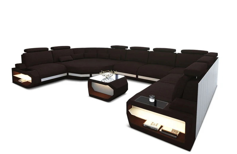 Wohnlandschaft Asti U-Form aus Stoff