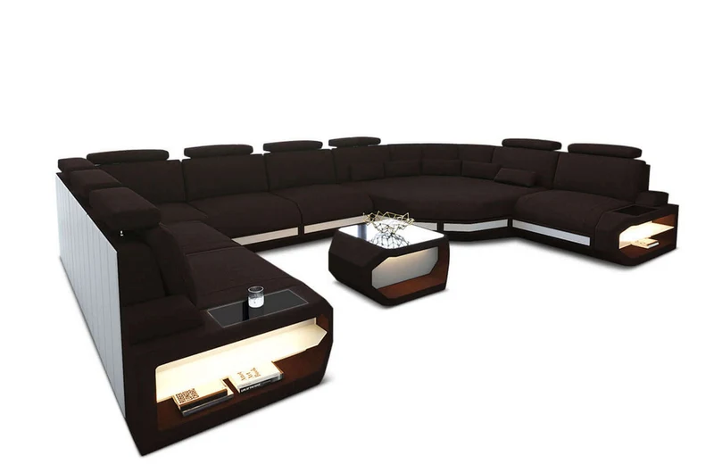 Wohnlandschaft Asti U-Form aus Stoff