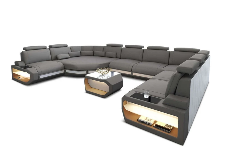 Wohnlandschaft Asti U-Form aus Stoff