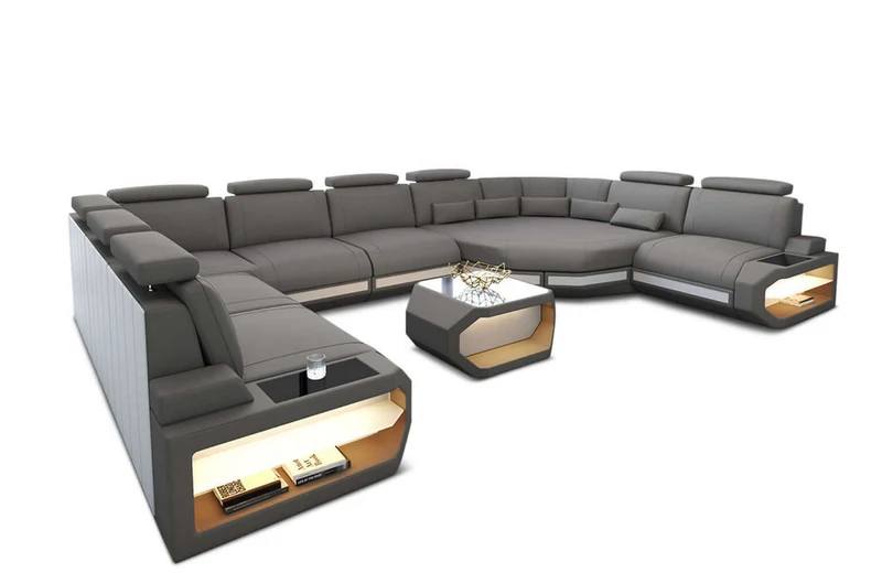 Wohnlandschaft Asti U-Form aus Stoff