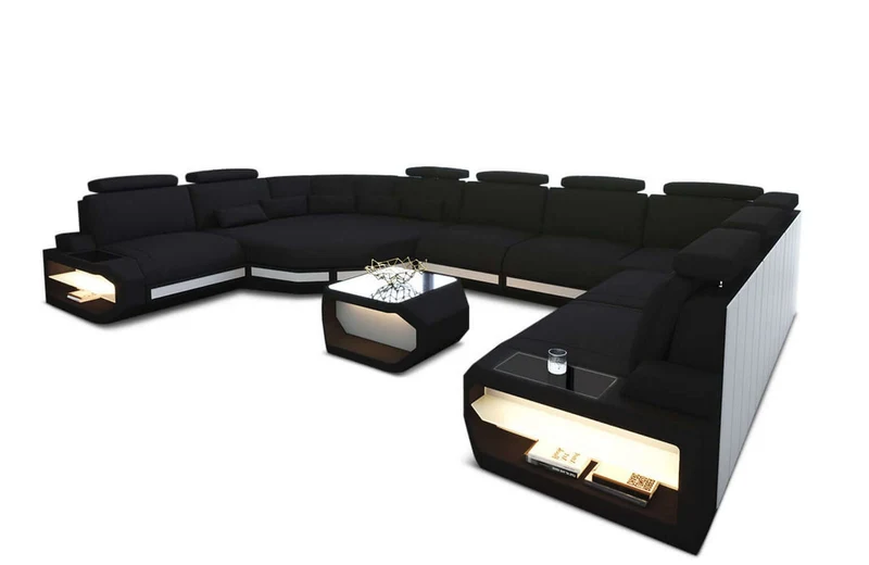 Wohnlandschaft Asti U-Form aus Stoff