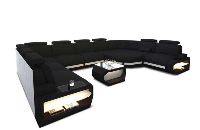 Wohnlandschaft Asti U-Form aus Stoff