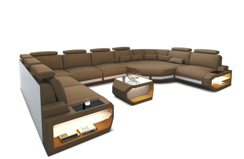Wohnlandschaft Asti U-Form aus Stoff