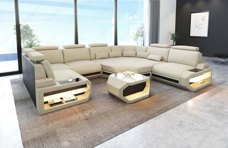Mini Wohnlandschaft Asti U-Form aus Stoff