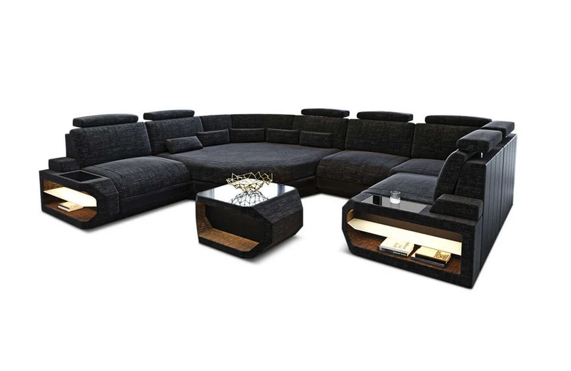 Mini Wohnlandschaft Asti U-Form aus Stoff