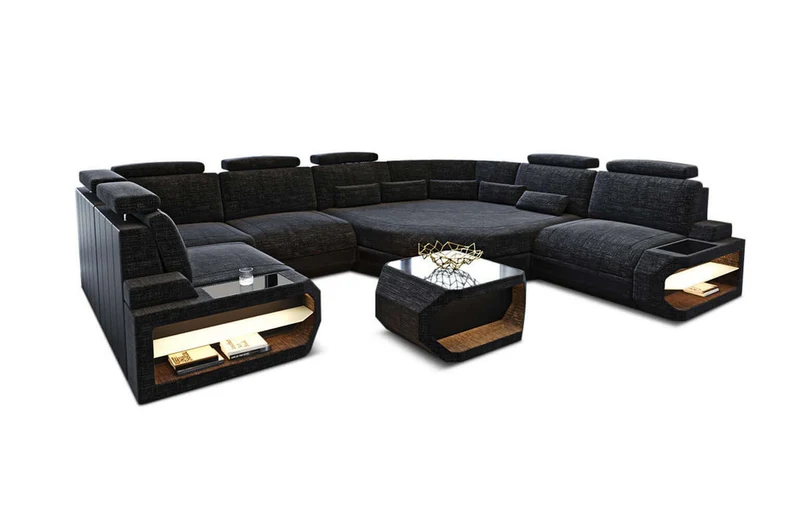 Mini Wohnlandschaft Asti U-Form aus Stoff