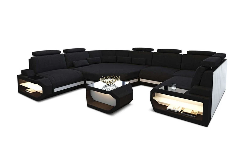 Mini Wohnlandschaft Asti U-Form aus Stoff