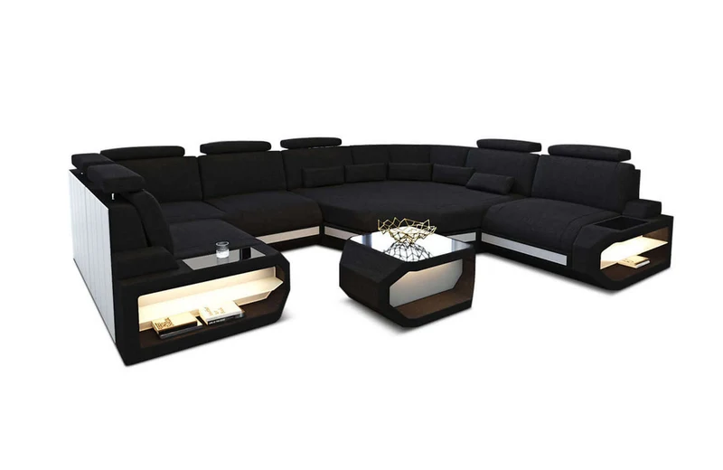Mini Wohnlandschaft Asti U-Form aus Stoff