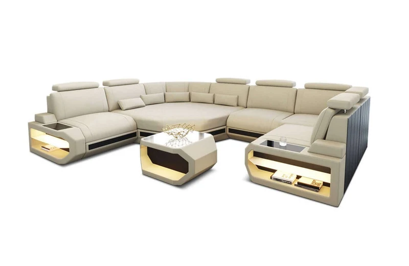 Mini Wohnlandschaft Asti U-Form aus Stoff