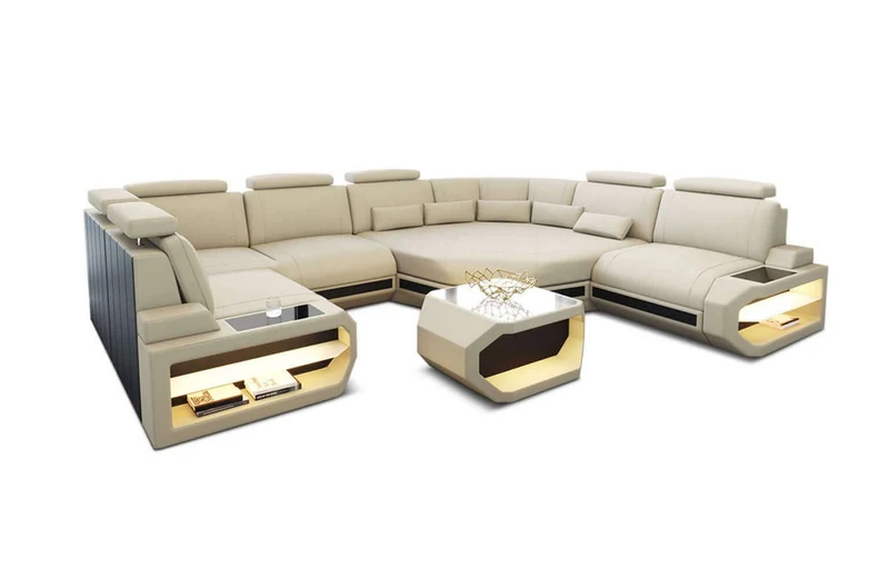 Mini Wohnlandschaft Asti U-Form aus Stoff