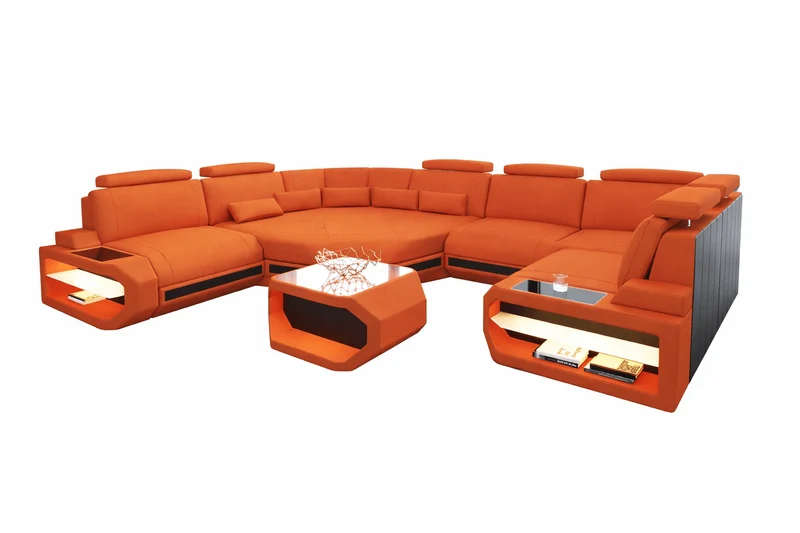 Mini Wohnlandschaft Asti U-Form aus Stoff