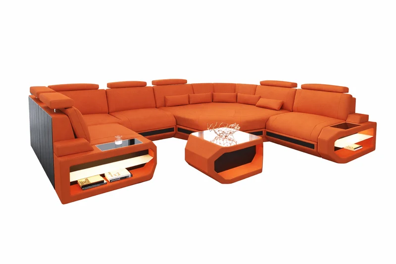 Mini Wohnlandschaft Asti U-Form aus Stoff