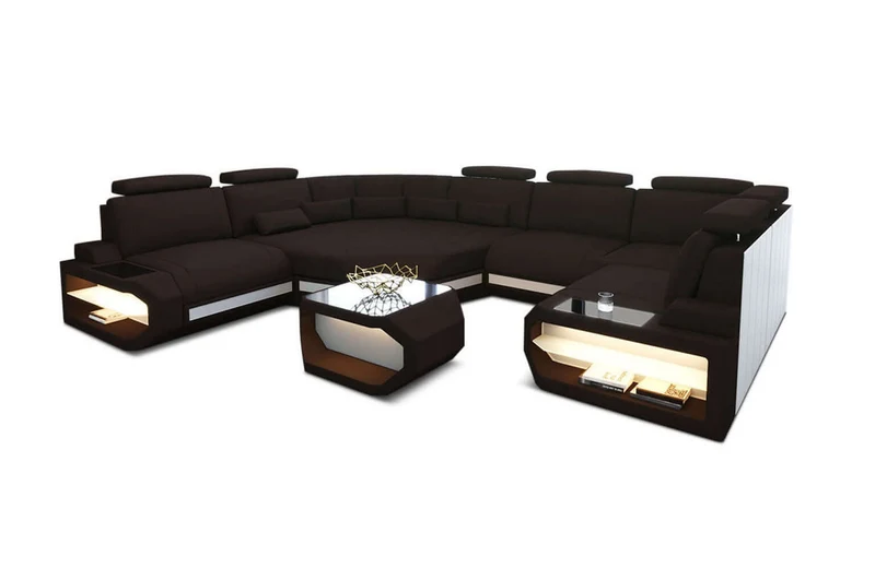 Mini Wohnlandschaft Asti U-Form aus Stoff