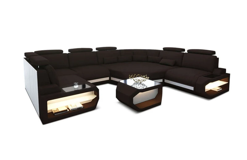 Mini Wohnlandschaft Asti U-Form aus Stoff