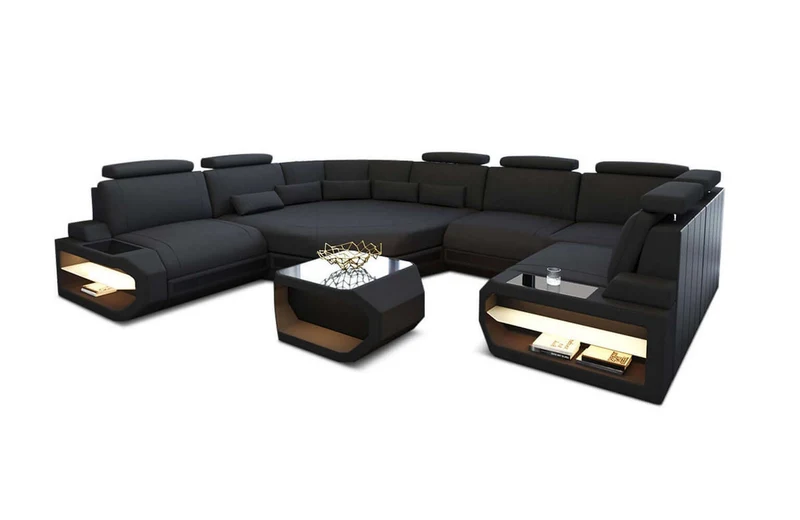Mini Wohnlandschaft Asti U-Form aus Stoff