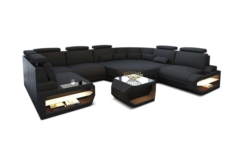 Mini Wohnlandschaft Asti U-Form aus Stoff