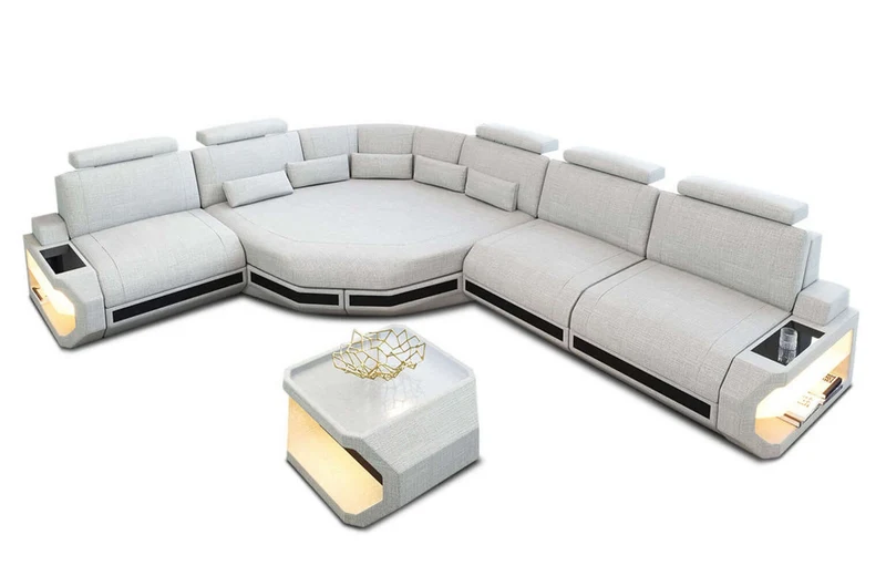 Couch Asti L-Form in Stoff
