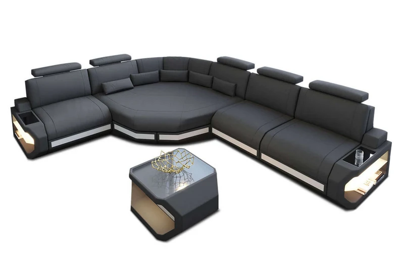 Couch Asti L-Form in Stoff