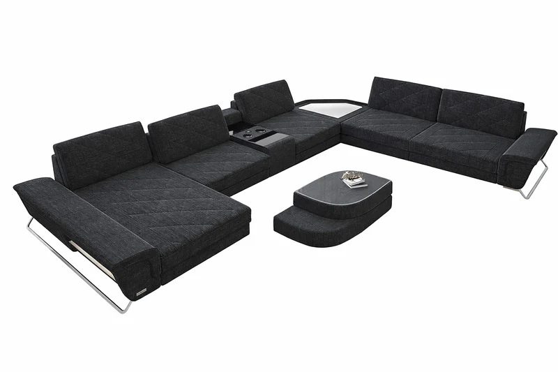 XXL Wohnlandschaft Ferrara U-Form aus Stoff