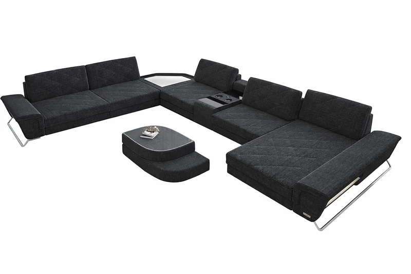 XXL Wohnlandschaft Ferrara U-Form aus Stoff