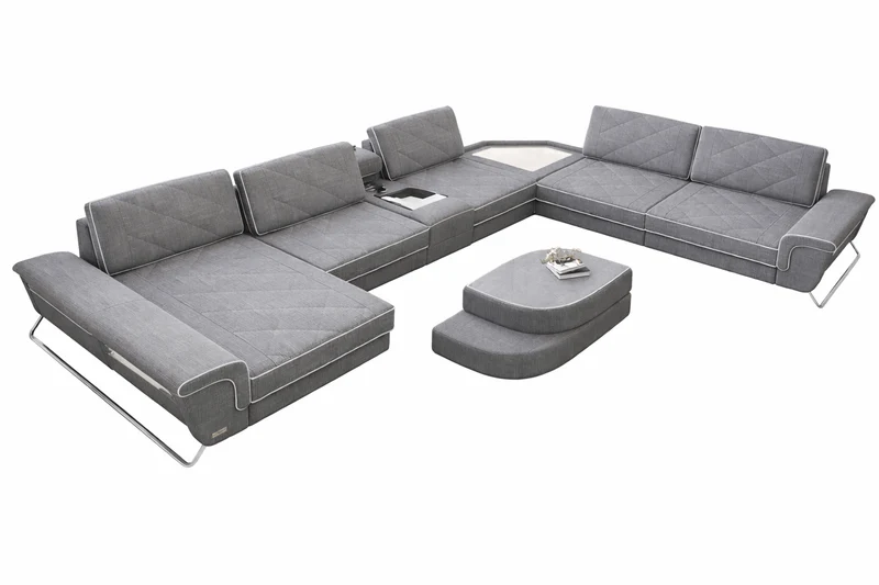 XXL Wohnlandschaft Ferrara U-Form aus Stoff