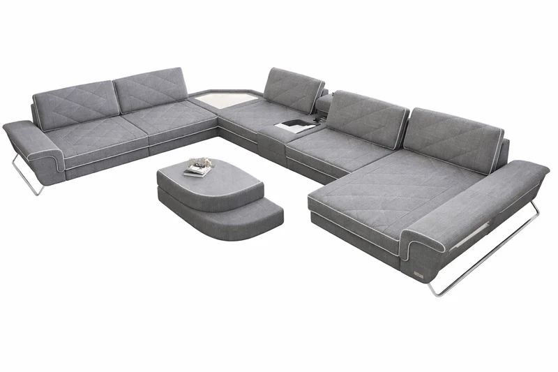 XXL Wohnlandschaft Ferrara U-Form aus Stoff