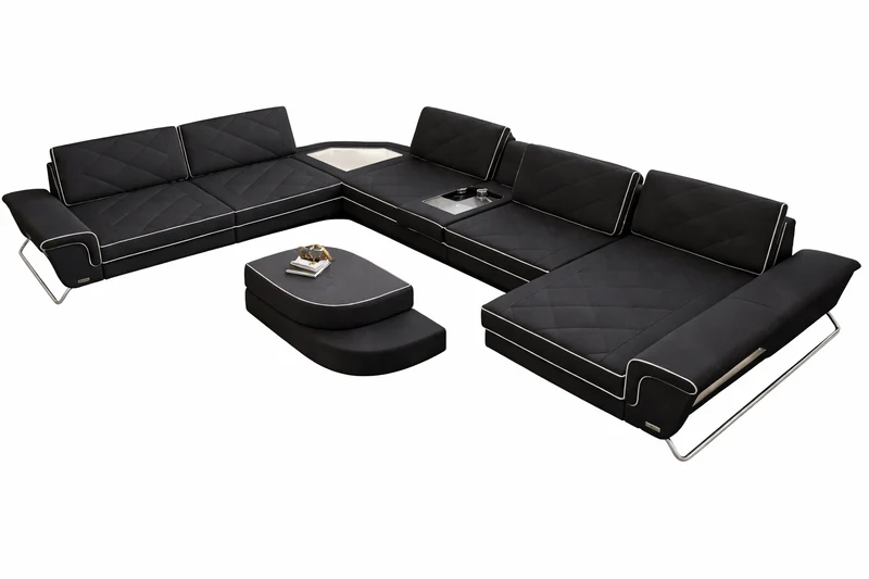 XXL Wohnlandschaft Ferrara U-Form aus Stoff