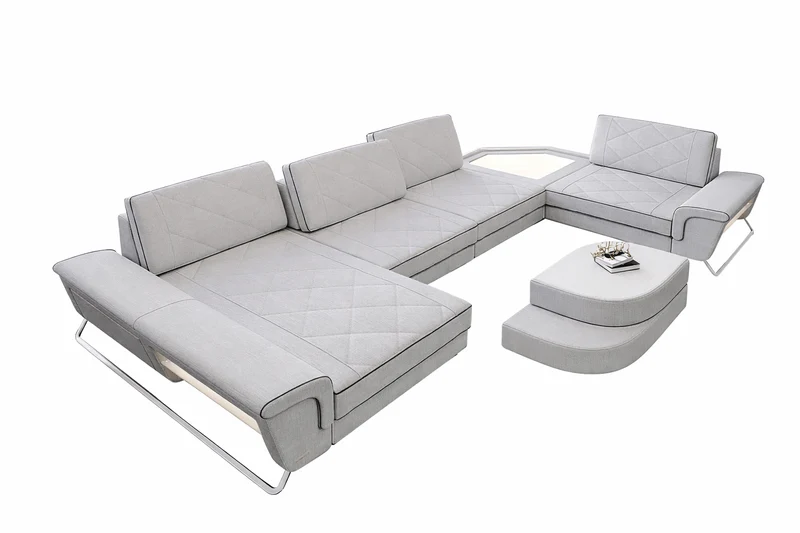 Stoff Wohnlandschaft Ferrara U-Form