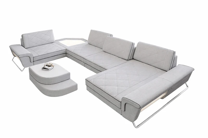 Stoff Wohnlandschaft Ferrara U-Form