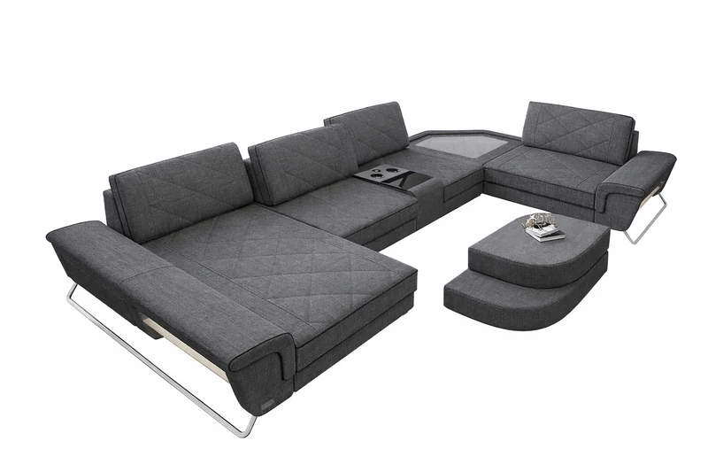 Stoff Wohnlandschaft Ferrara U-Form