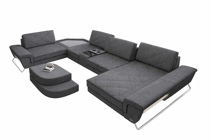 Stoff Wohnlandschaft Ferrara U-Form