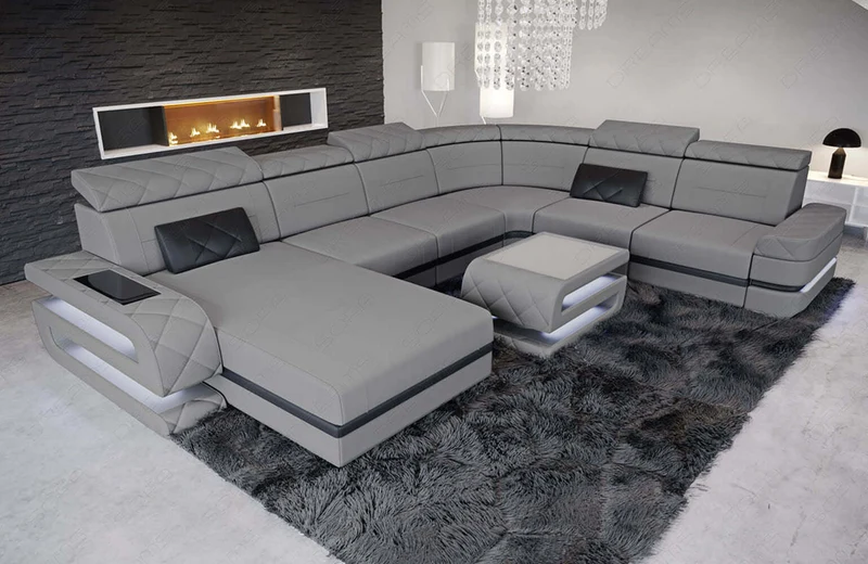 Wohnlandschaft Bologna XXL U-Form in Stoff